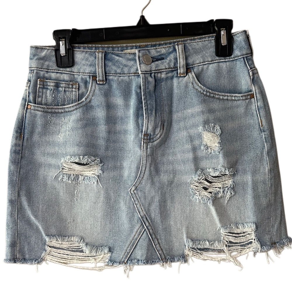 PacSun Light Blue Distressed Denim Skirt